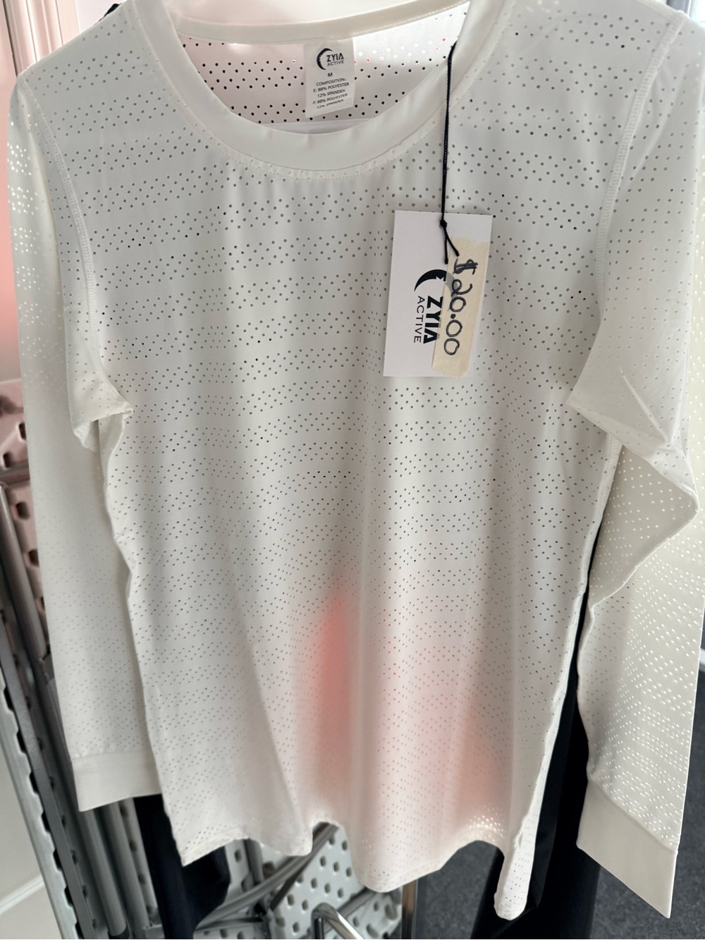 Active USA Lightweight White Perforated Long-Sleeve Tee